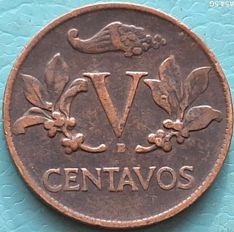 Colombia 1944 B 5 Centavos (Phrygian Cap) Copper-nickel