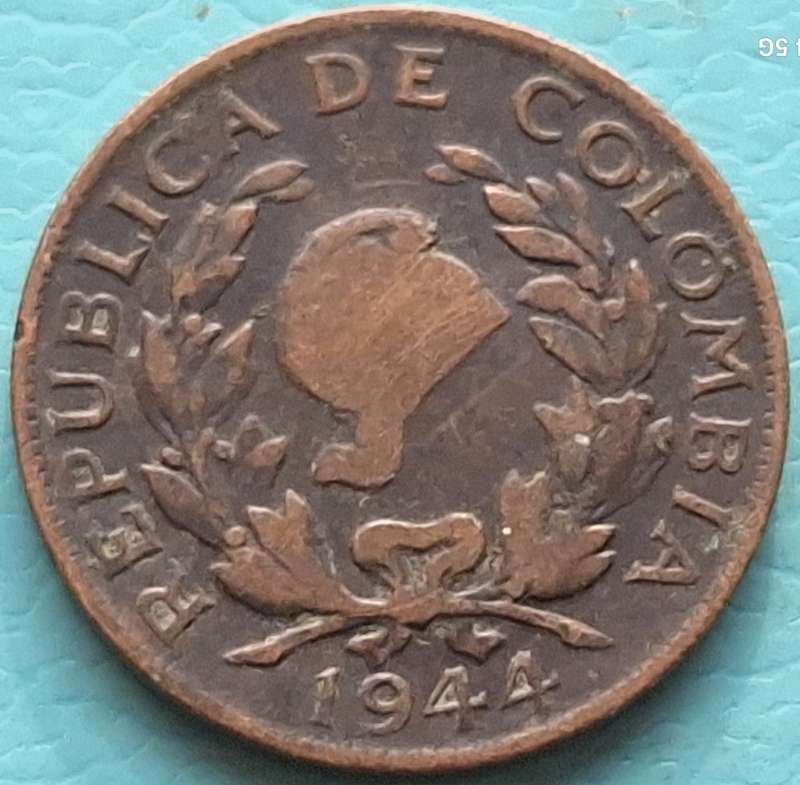 Colombia 1944 B 5 Centavos (Phrygian Cap) Copper-nickel