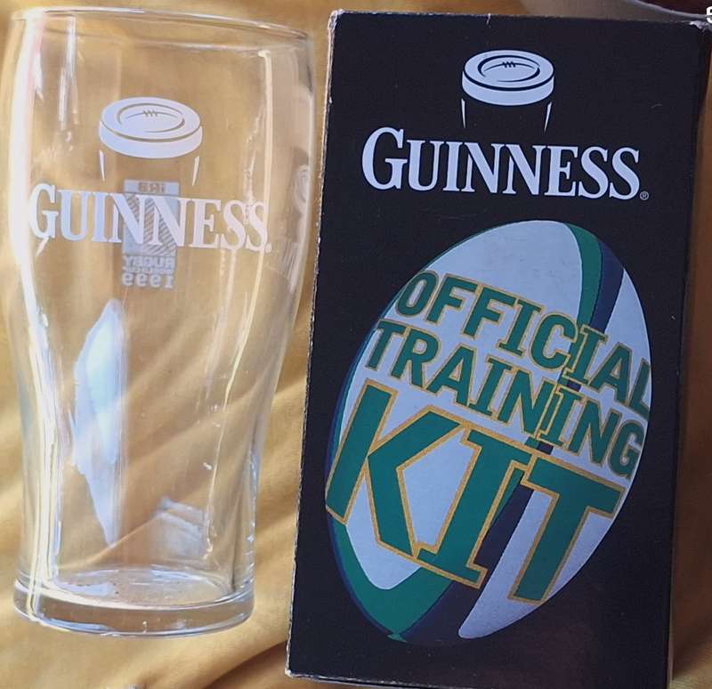 Guinness Rugby World Cup 1999 Drinking Glass in original box with leaflet