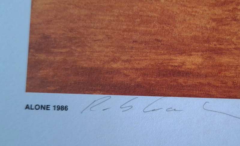 Unframed Signed Print Alone 1986 (Elephant) by Rob Crombie