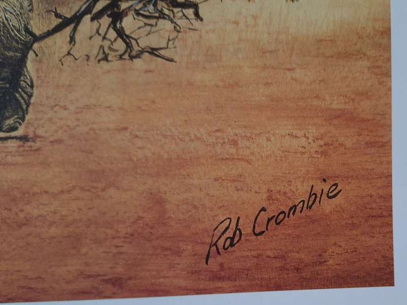 Unframed Signed Print Alone 1986 (Elephant) by Rob Crombie
