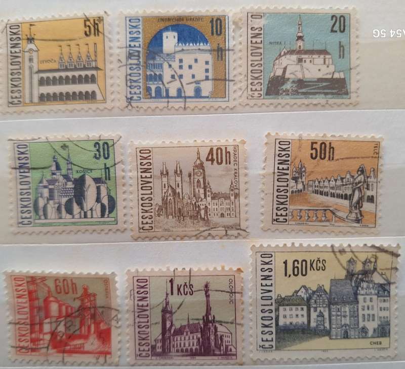 Czechoslovakia 1965-6 Cityscapes 9 Used some Hinged stamps