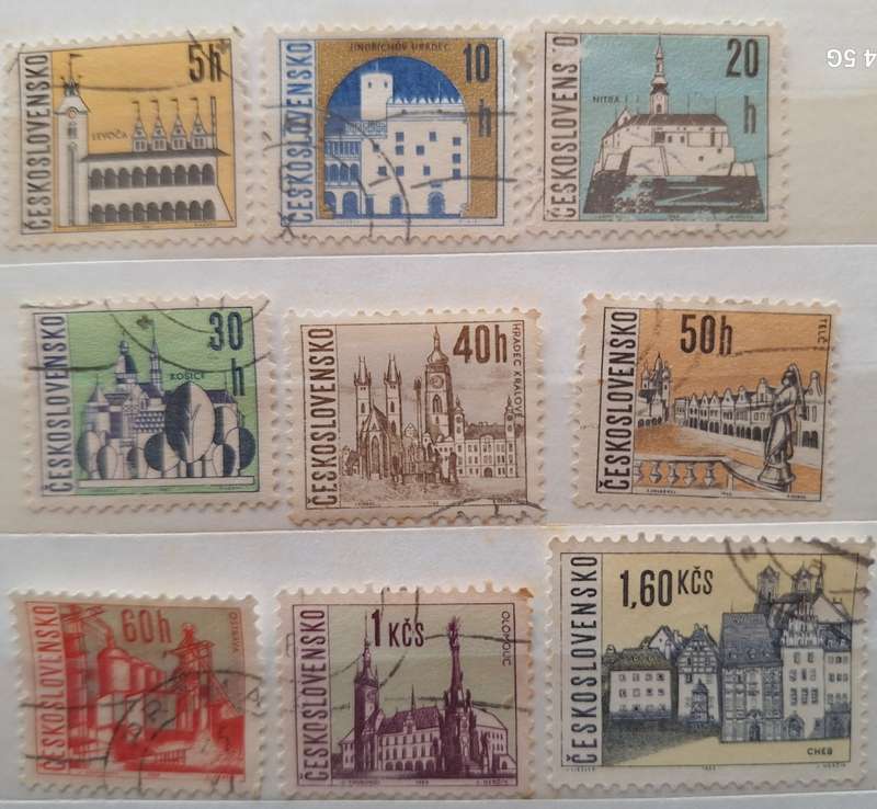 Czechoslovakia 1965-6 Cityscapes 9 Used some Hinged stamps