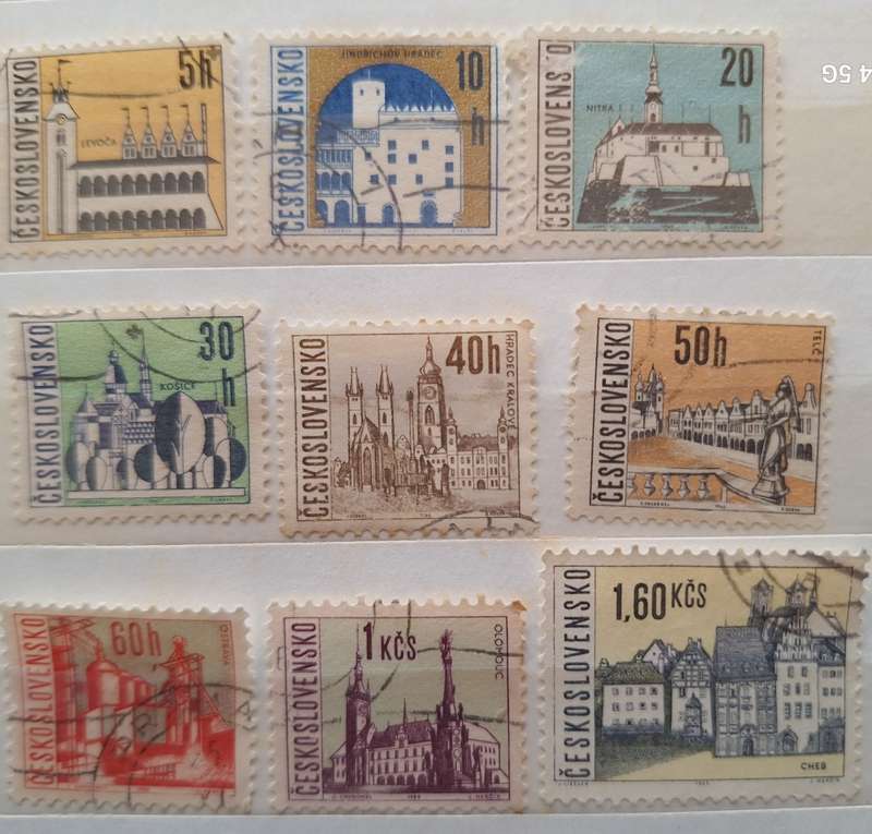 Czechoslovakia 1965-6 Cityscapes 9 Used some Hinged stamps