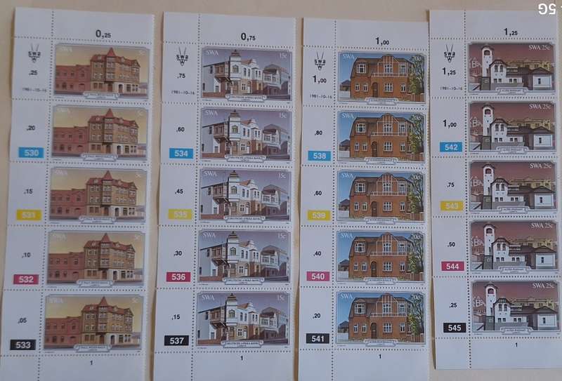 South West Africa 1981 Luderitz Buildings Set of 4 Mint control blocks