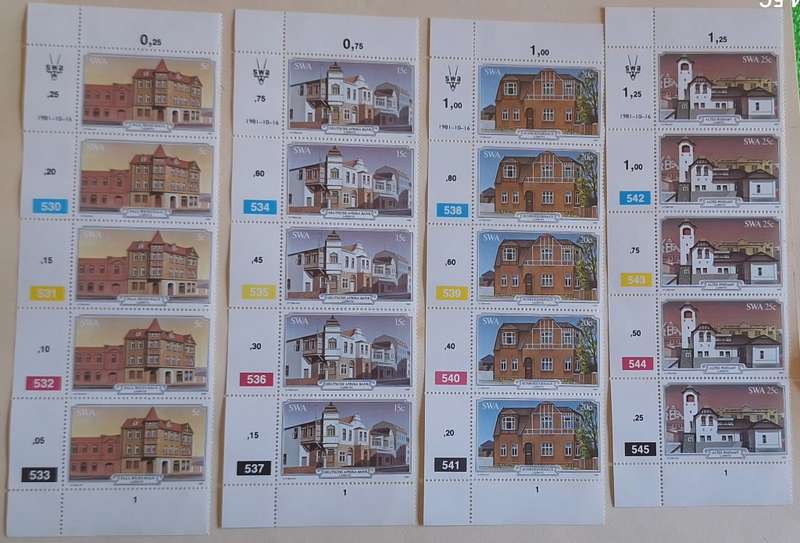 South West Africa 1981 Luderitz Buildings Set of 4 Mint control blocks
