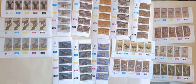 South West Africa 1980 Animal Definitive Set of 17 Mint control blocks