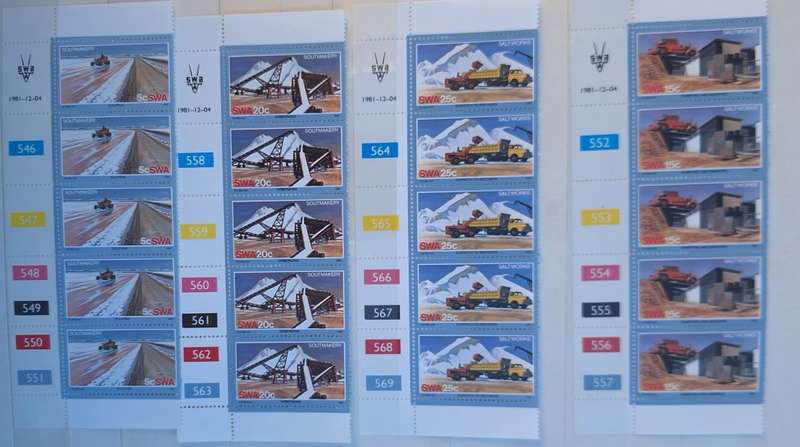 South West Africa 1981 Salt Industry Set of 4 Mint control blocks