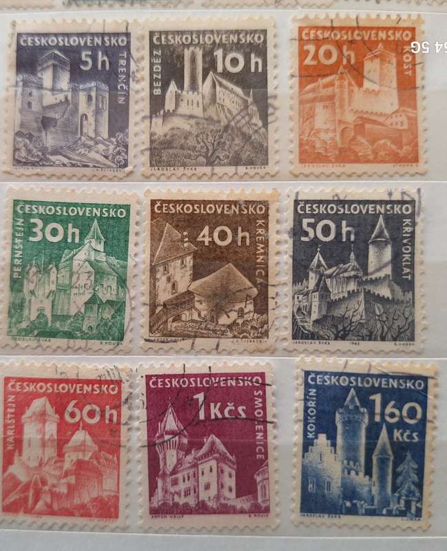 Czechoslovakia 1960 Buildings 9 Used some Hinged stamps