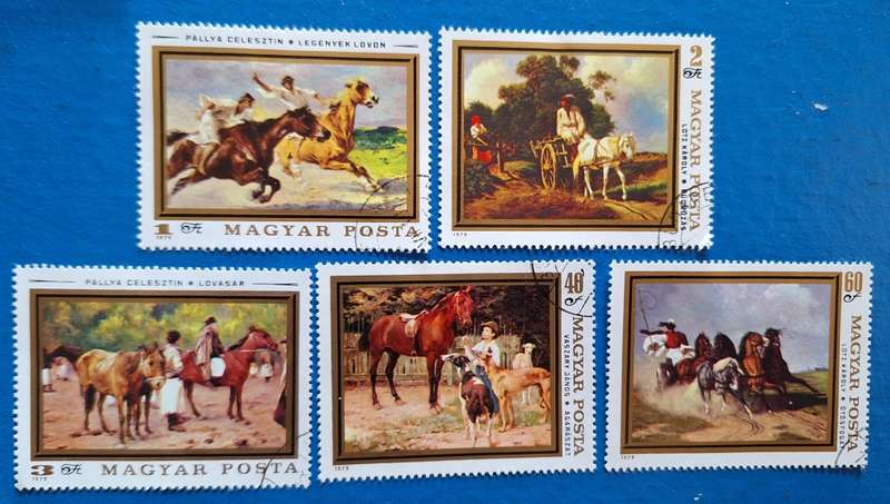 Hungary 1979 Horse Paintings 5 Cancelled Hinged stamps