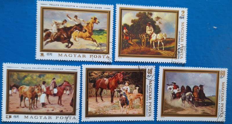 Hungary 1979 Horse Paintings 5 Cancelled Hinged stamps