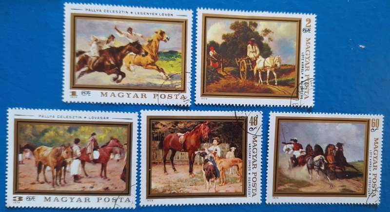 Hungary 1979 Horse Paintings 5 Cancelled Hinged stamps