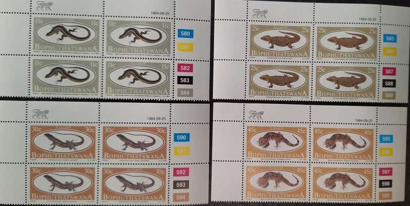 Bophuthatswana 1984 Lizards Set of 4 Mint Control Blocks