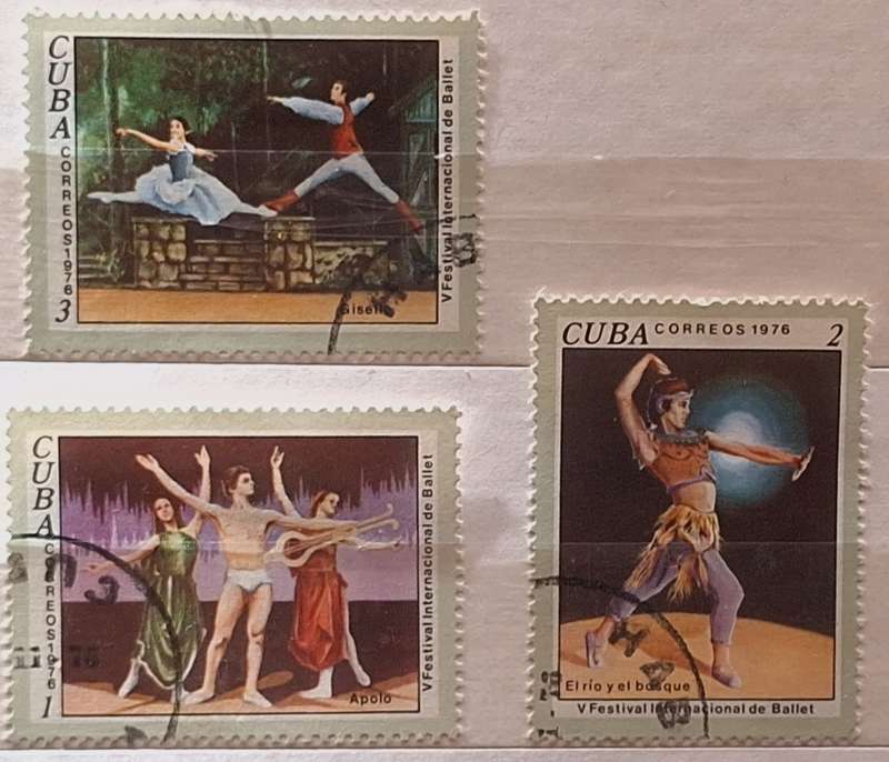 Cuba 1976 Ballet festival  3 Cancelled Hinged stamps