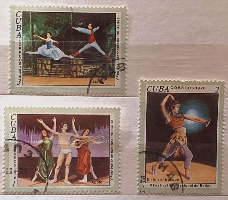 Cuba 1976 Ballet festival  3 Cancelled Hinged stamps