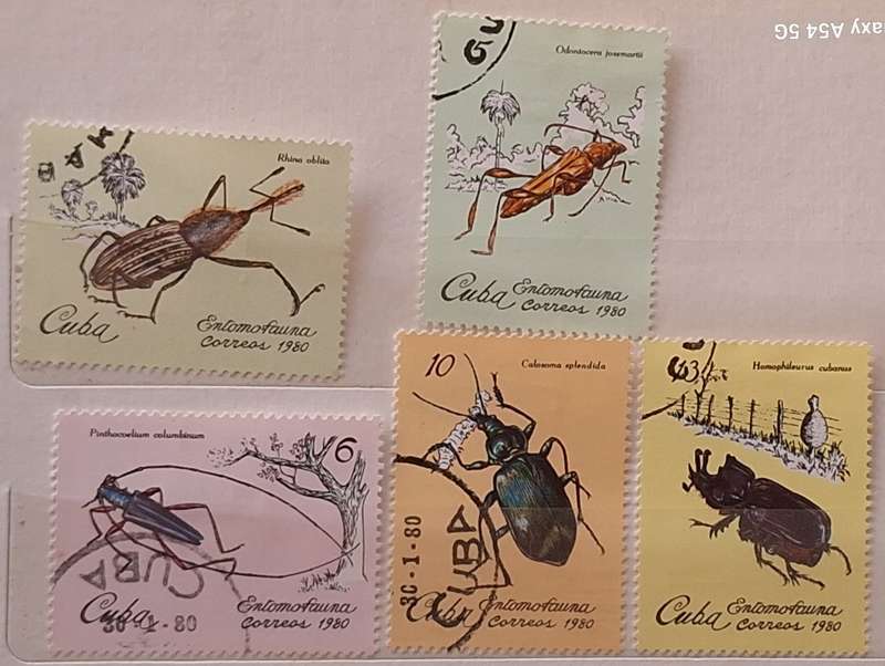 Cuba 1980 Insects 5 Cancelled Hinged stamps