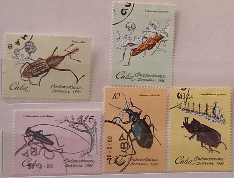 Cuba 1980 Insects 5 Cancelled Hinged stamps