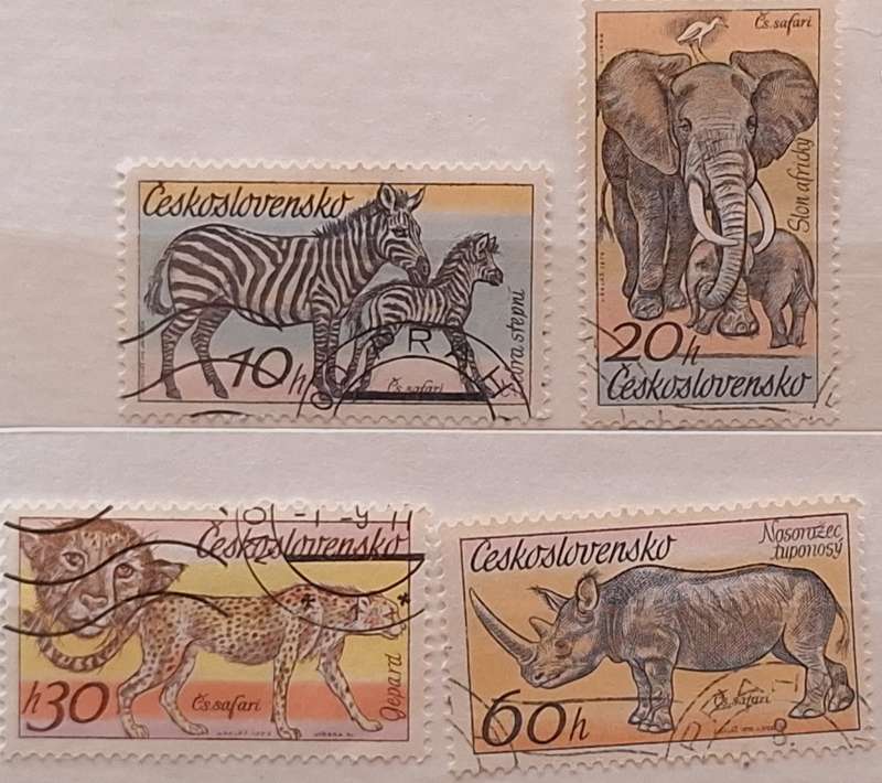 Czechoslovakia 1976 Safari 4 Cancelled Hinged stamps