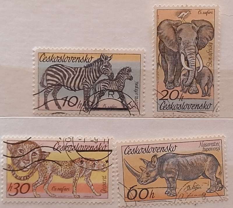 Czechoslovakia 1976 Safari 4 Cancelled Hinged stamps