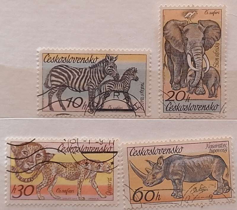 Czechoslovakia 1976 Safari 4 Cancelled Hinged stamps