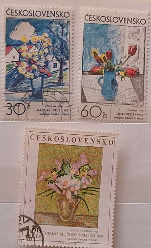 Czechoslovakia Theme: Flowers 3 Used Hinged stamps