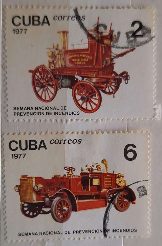 Cuba 1977 Fire brigade week 2 Cancelled Hinged stamps
