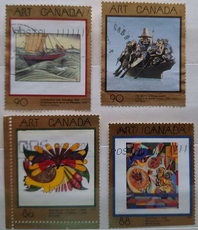 Canada 1993,95,96,97 Masterpieces of Canadian Art Series 4 Used hinged stamps