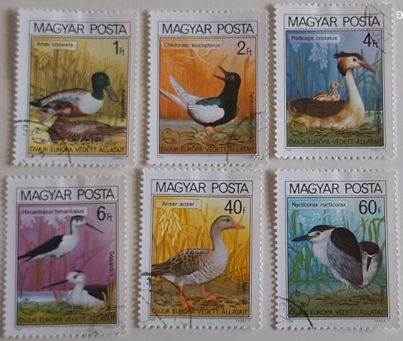 Hungary 1980 Marine Birds Set of 6 Cancelled Hinged stamps