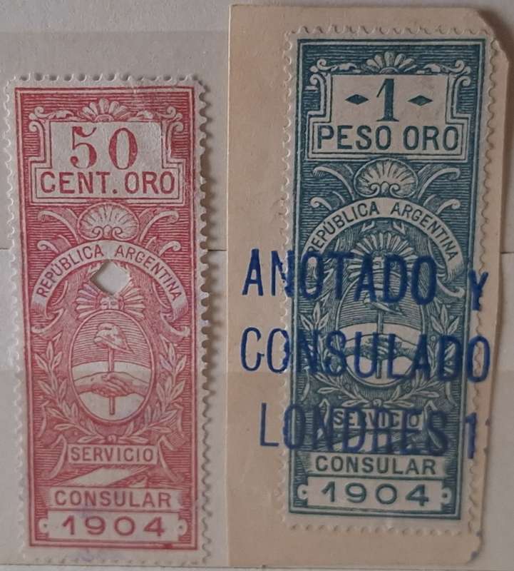 Argentina 1904 Consular Services 2 Used stamps