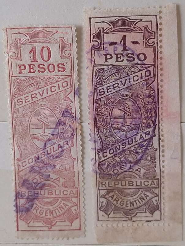 Argentina Undated Consular Services 2 Used stamps