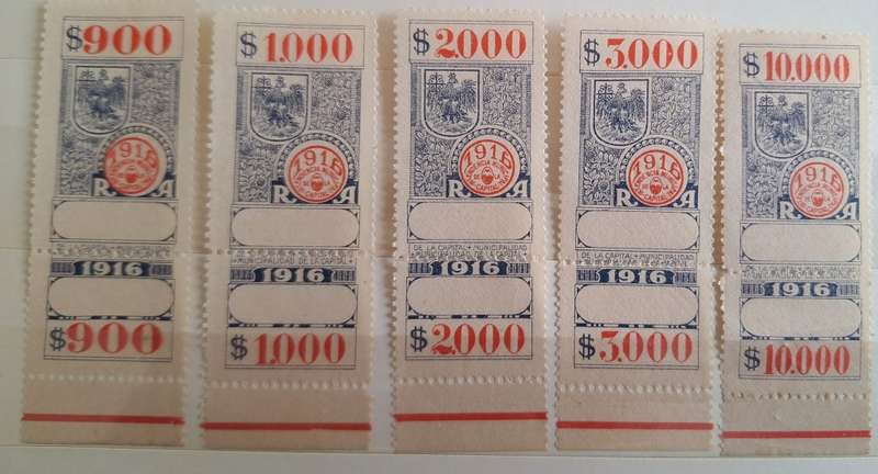 Argentina 1916 Revenue Intendencia Municipal 5 Mint stamps