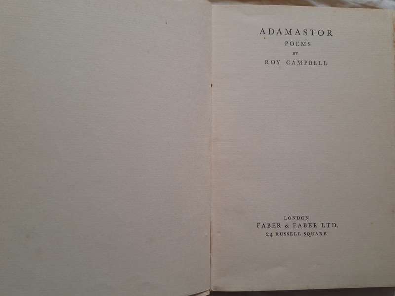 Adamastor: Poems by Roy Campbell Hardcover