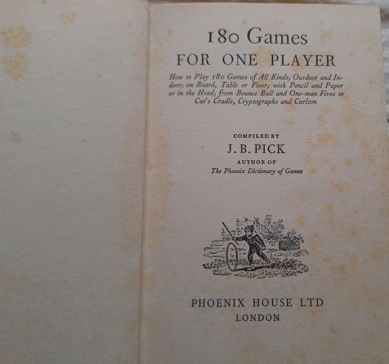 180 Games for One Player by J B Pick Hardcover