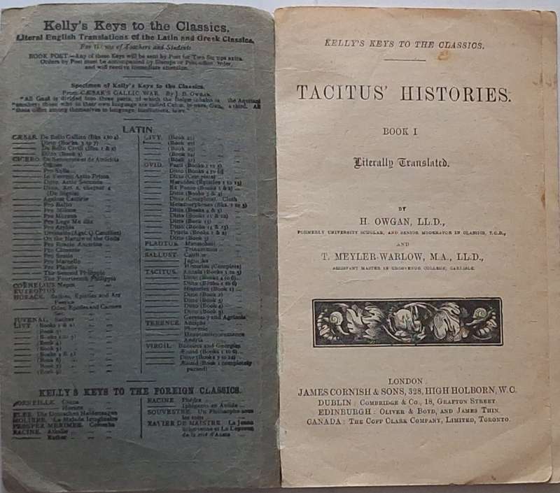 Kelly's Keys to the Classics: Tacitus' Histories Book 1 by Henry Owgan Soft cover