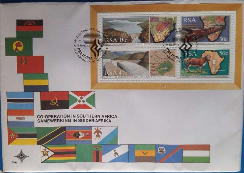 South Africa 1990 Co-Operation in Southern Africa FDC S16 Complete with Booklet Insert