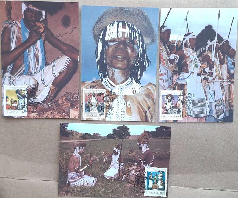 Transkei 1990 Diviners Set of 4 Post Cards with stamps