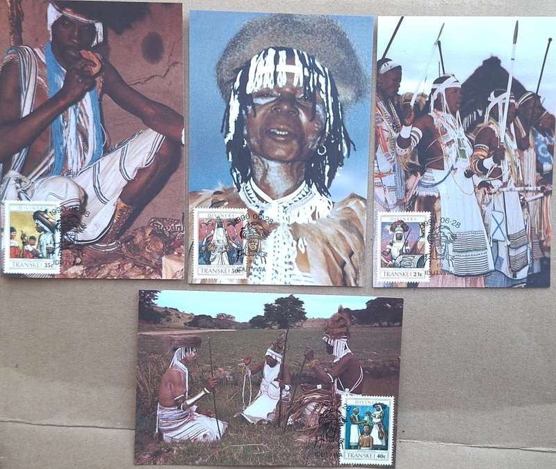 Transkei 1990 Diviners Set of 4 Post Cards with stamps