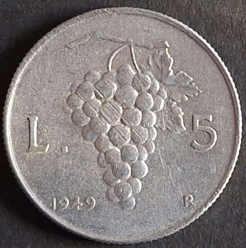 Italy 1949R 5 Lire Aluminium