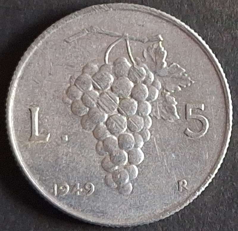 Italy 1949R 5 Lire Aluminium