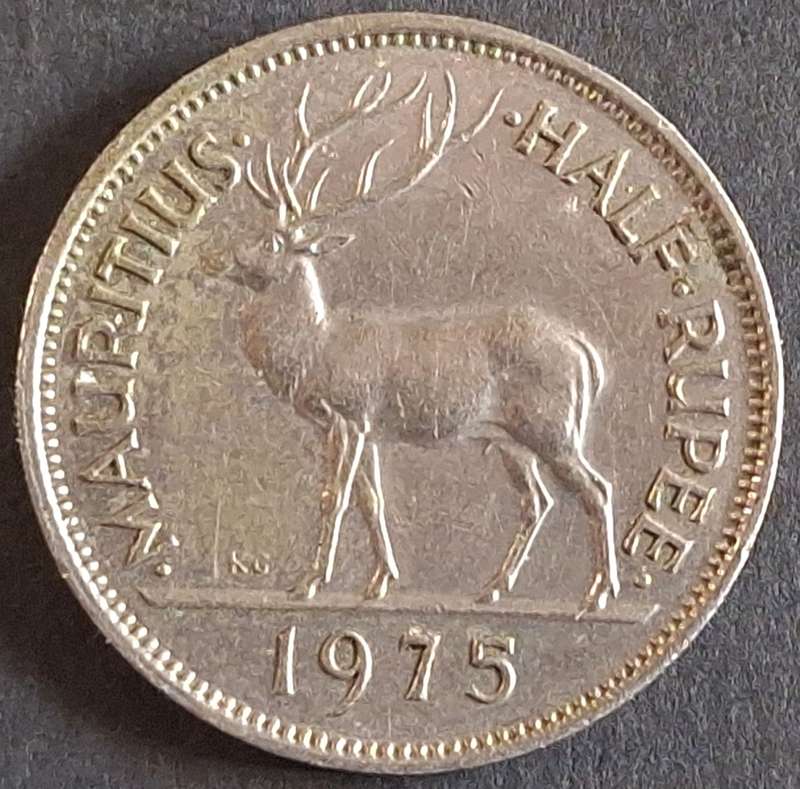 Mauritius 1975 Half Rupee Copper-nickel