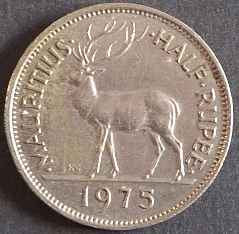 Mauritius 1975 Half Rupee Copper-nickel