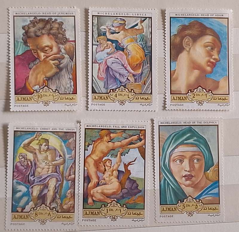 Ajman 1970 Michelangelo Paintings 6 Unused stamps