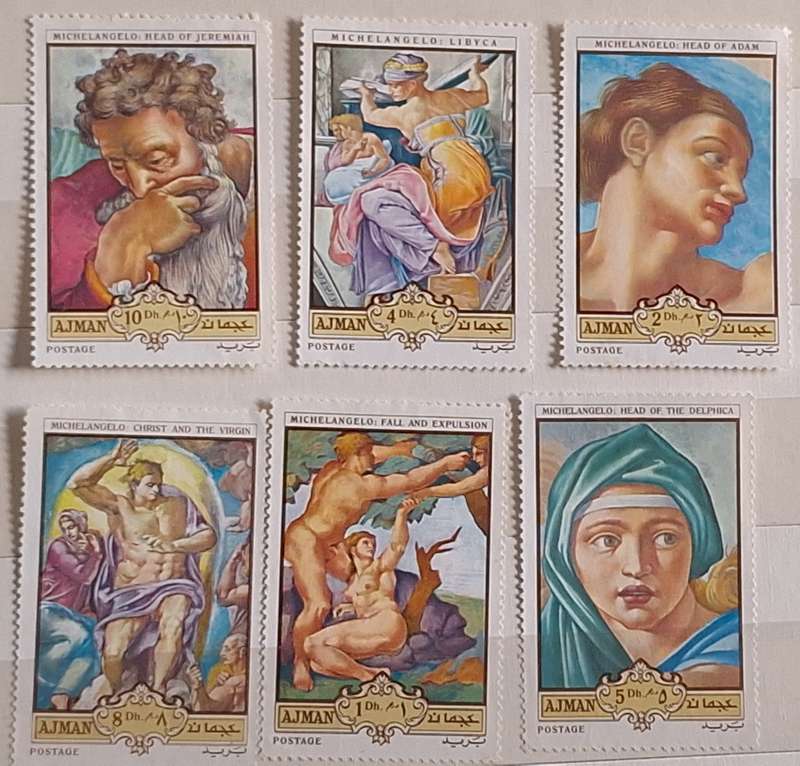 Ajman 1970 Michelangelo Paintings 6 Unused stamps