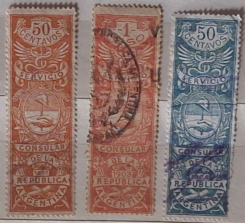 Argentina 1897, 1903, 1904 Consular Service 3 Used stamps