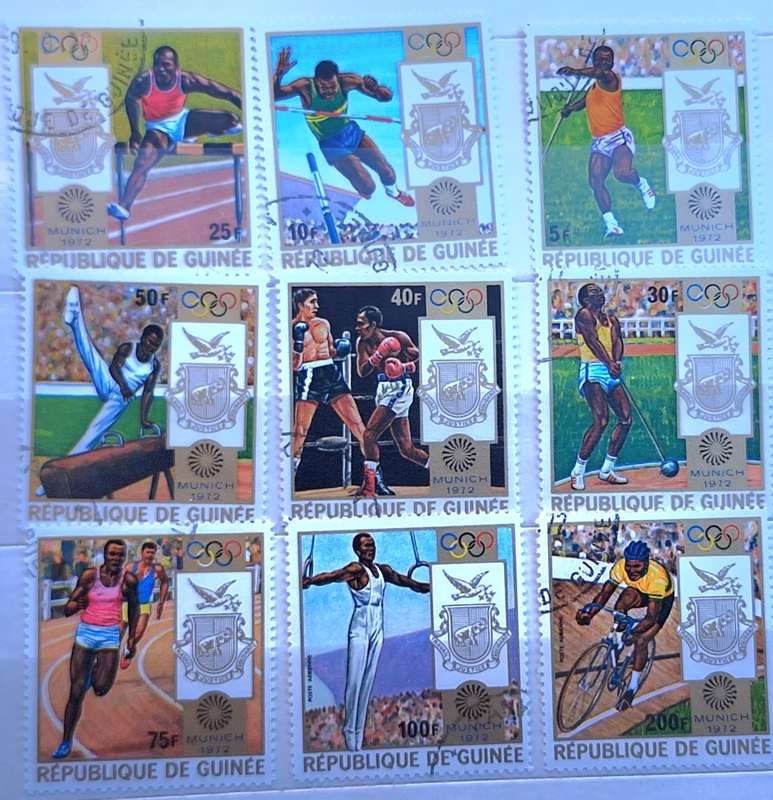 Guinea 1972 20th Olympic Games Munich Set of 9 Cancelled stamps