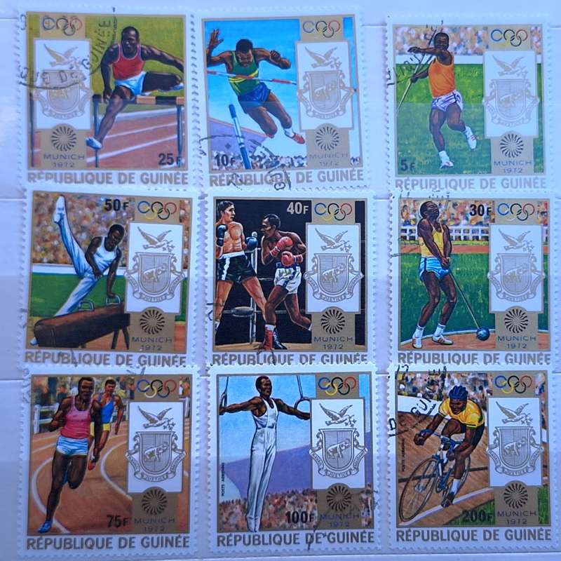 Guinea 1972 20th Olympic Games Munich Set of 9 Cancelled stamps