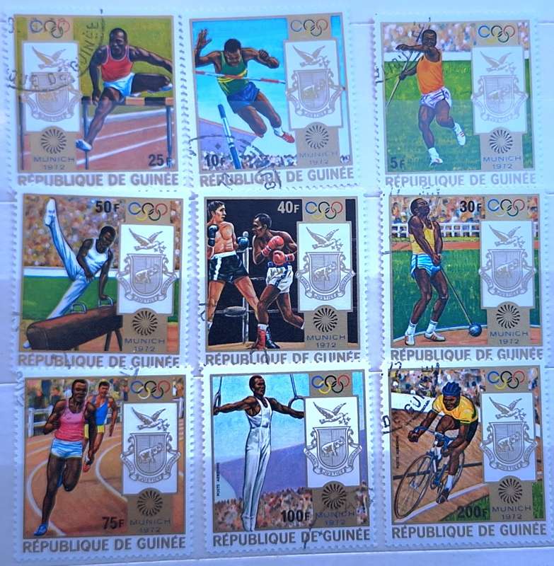 Guinea 1972 20th Olympic Games Munich Set of 9 Cancelled stamps