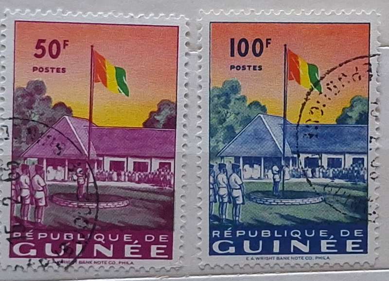 Guinea 1959 Flag Raising Labe Set of 2 Cancelled stamps