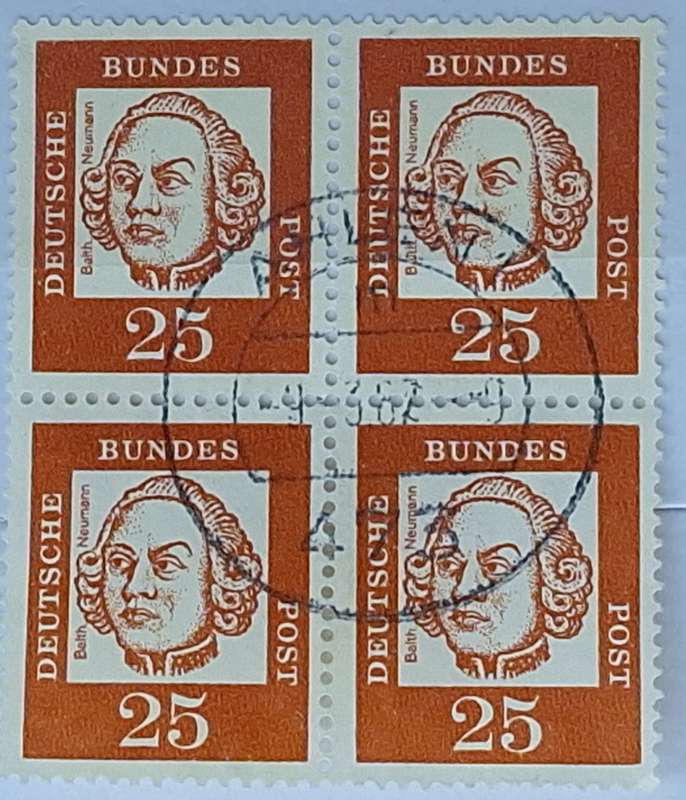 Germany 1961 Famous Germans 25pf Block of 4 Used stamps