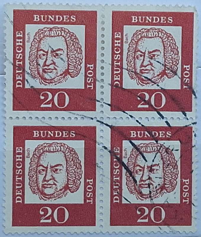 Germany 1961 Famous Germans 20pf Block of 4 Used stamps